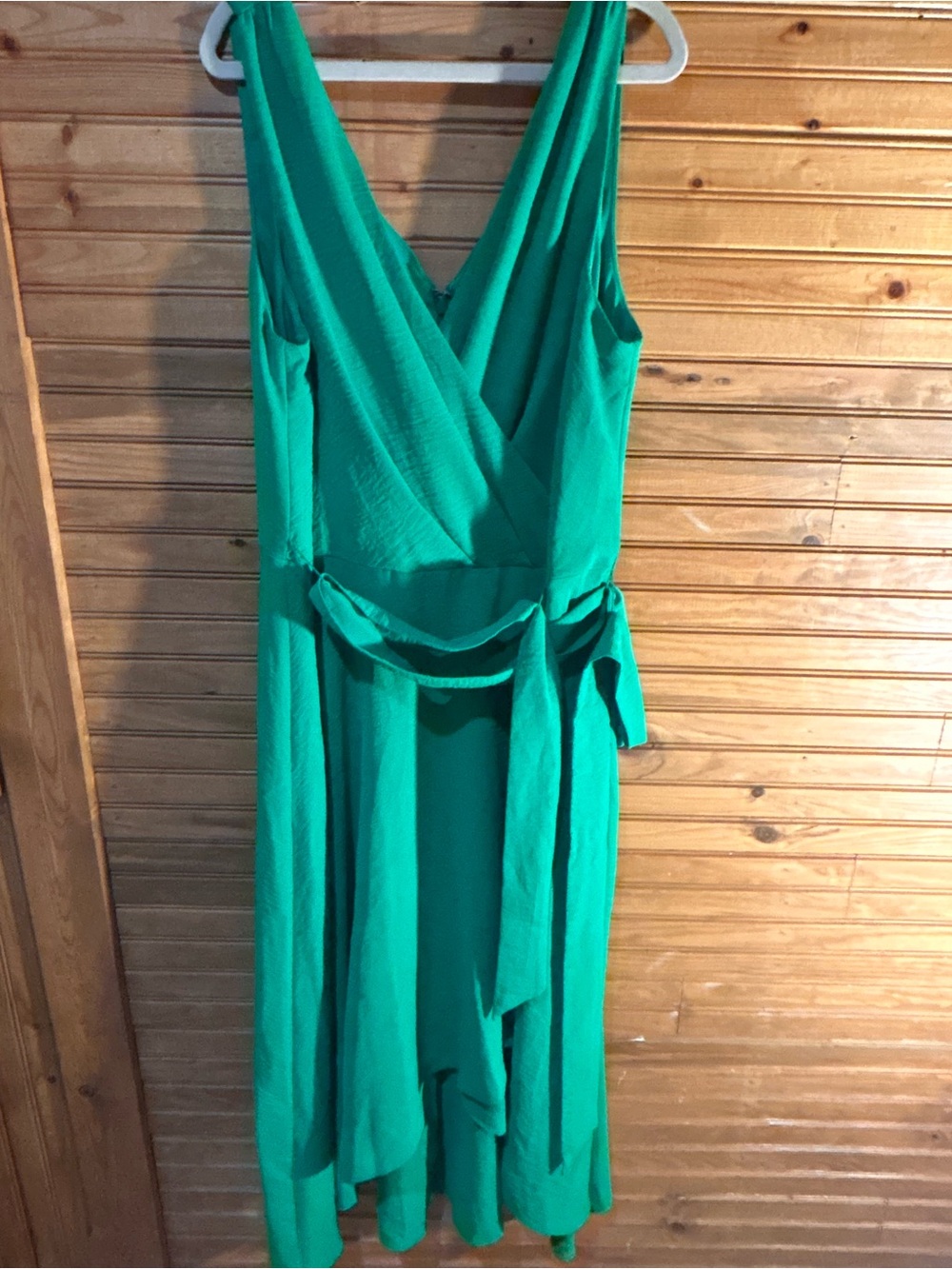 DKNY Emerald Green Sleeveless Wrap Maxi Dress with Waist Tie